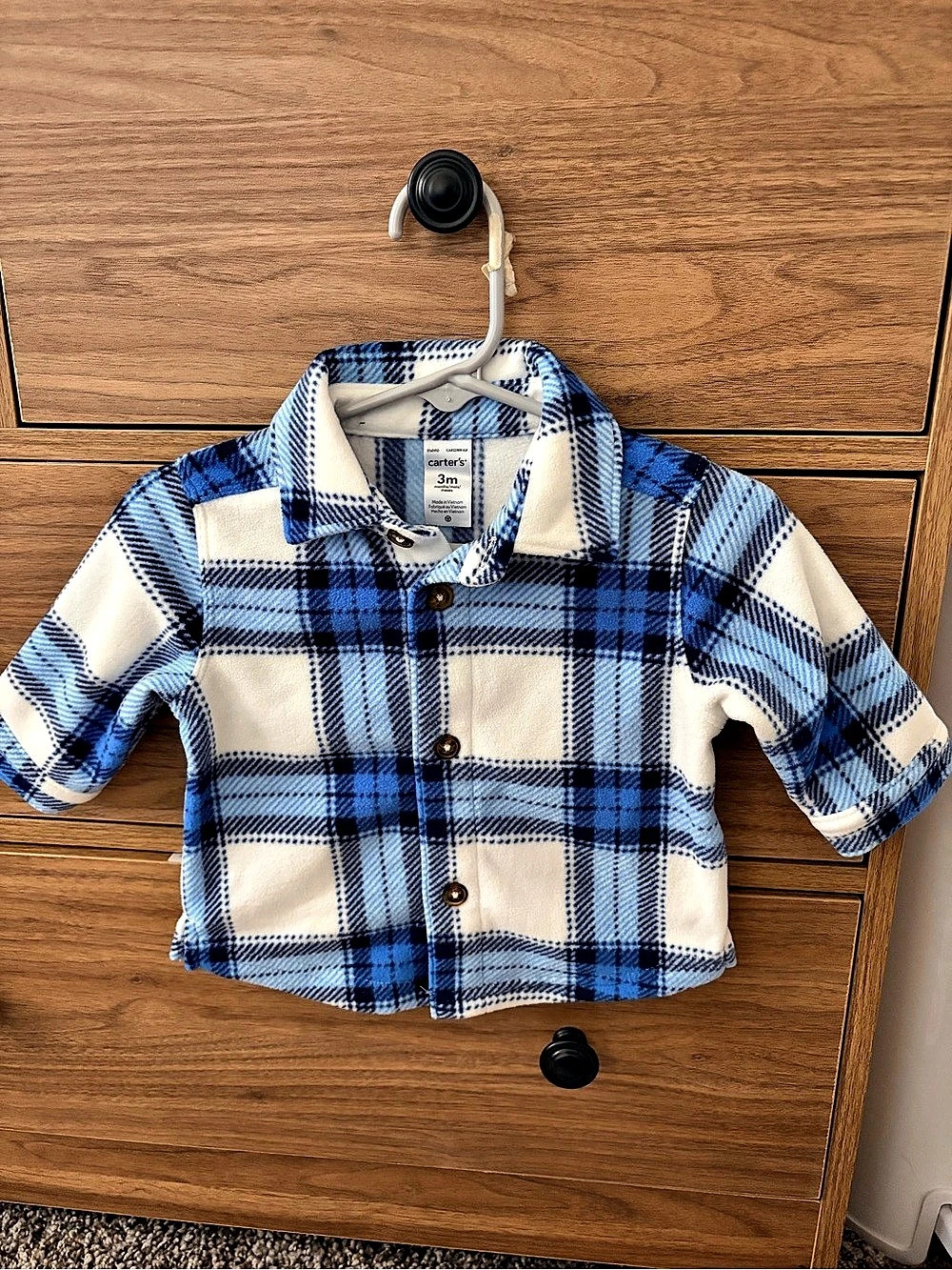 carter's Baby Boy Plaid Fleece Long-Sleeve Shirt Blue & White Baby 3M